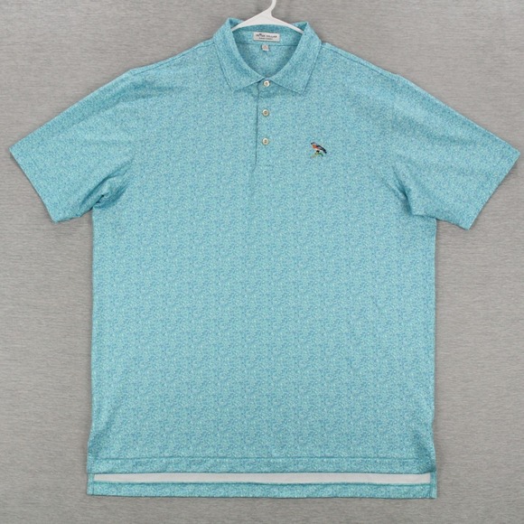 Peter Millar Polo Shirt Mens L Blue Vinyl & Whiskey Performance Summer Comfort - Picture 2 of 9